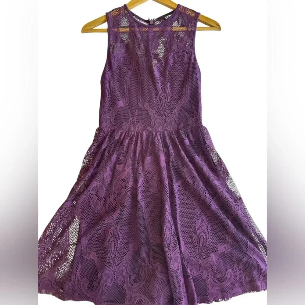 Express Maroon Lace Mini Dress - Picture 2 of 8